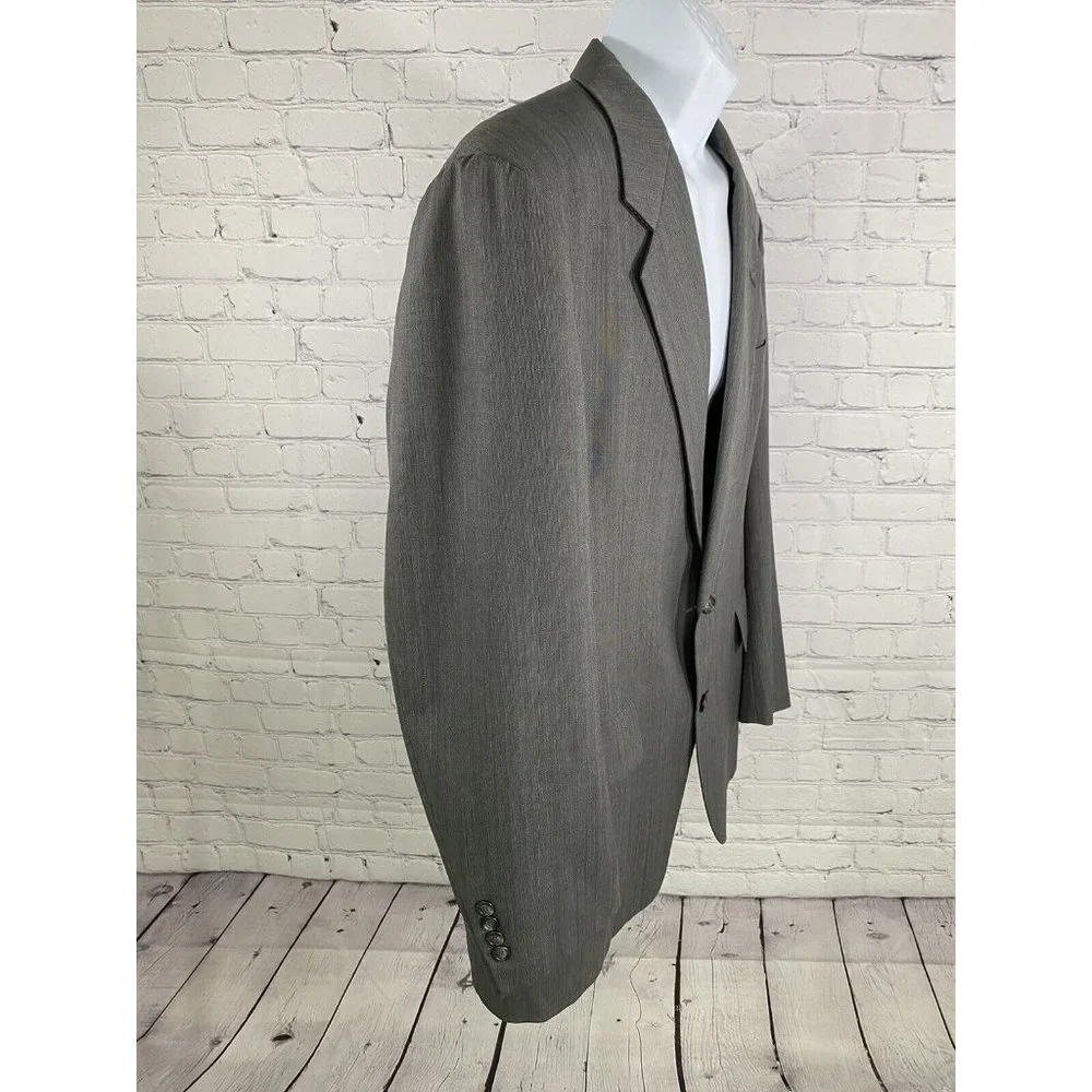 VTG Foleys Hart Schaffner Marx Gray Striped 2 Button Blazer Jacket 43L